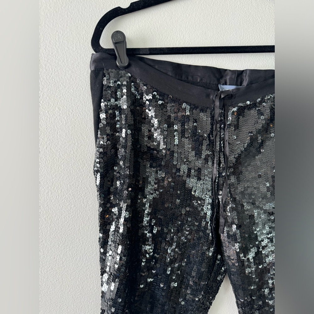 Gryphon Black Sequin Pants Drawstring w/ Pockets Women's XS - Picture 4 of 12